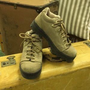 Candies Tan Suede Lace-Up Booties